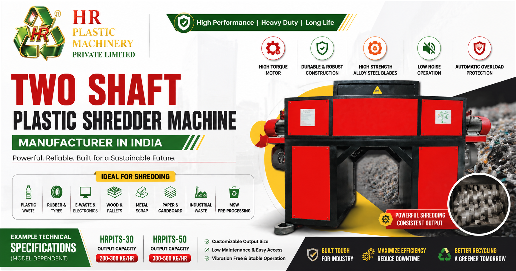 two shaft plastic shredder machine manufacturer in india