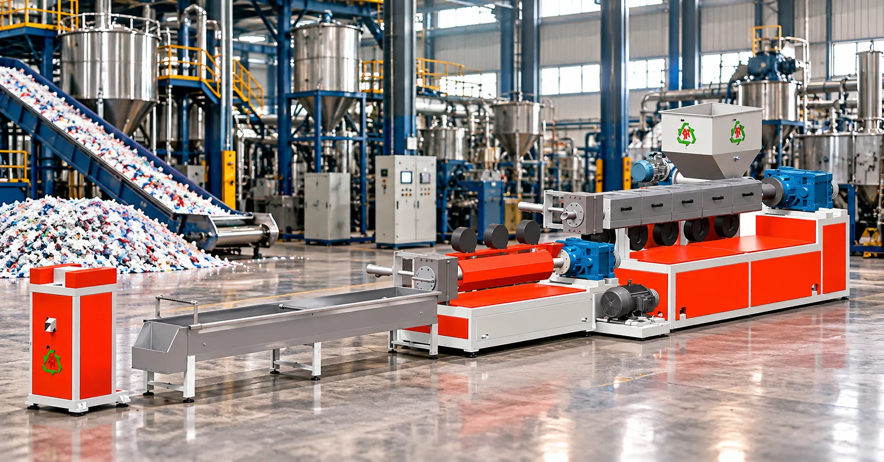 Two Stage Plastic Recycling Plant for HDPE / PP Plastic